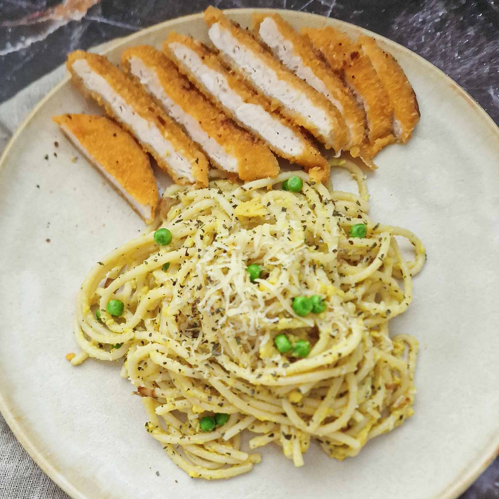 Afbeelding Romige Pasta met Kipschnitzel en Doperwtjes | MeatDiscounter